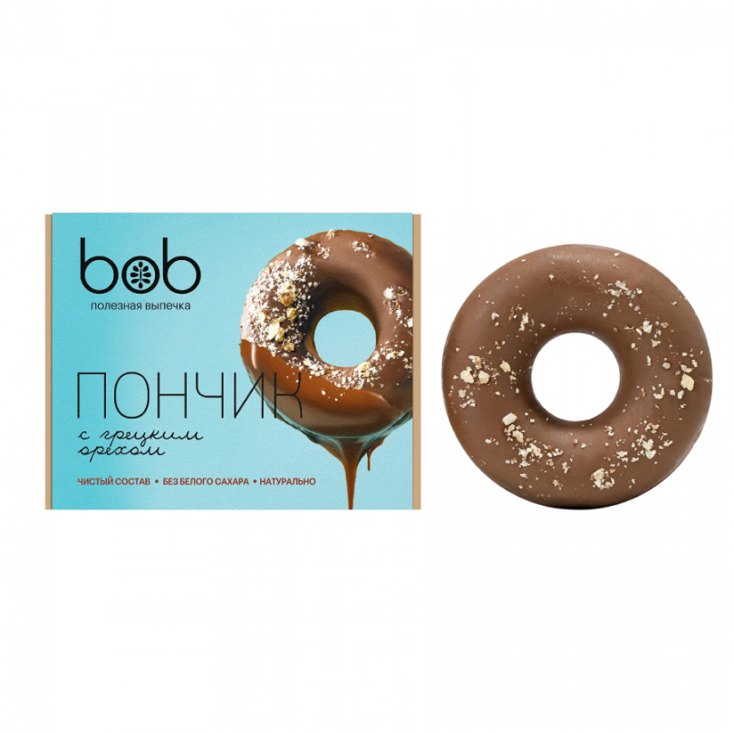 Пончик шоколадный с грецким орехом Bob