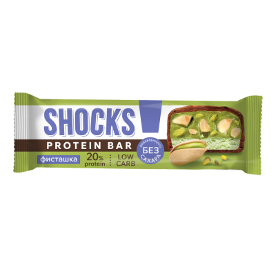 Батончик глазированный SHOCKS "Фисташка" FitnesShock